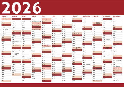 2026 calendar Germany planner pocket business year vector