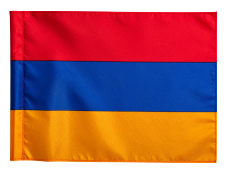 Title - Top-Down View of Flat Armenia Flag with Subtle Shadows, isolated transparent background png