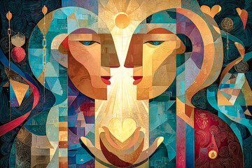 Illustration avec deux personnes face &agrave; face