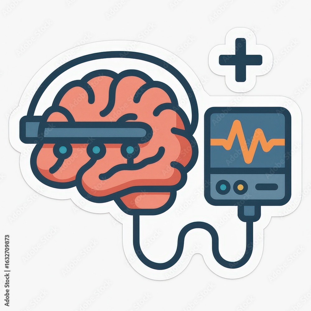 Poster innovative visualization of brain monitoring technology representing cognitive health enhancement th