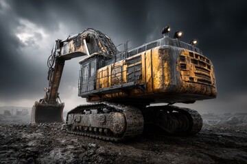Close-up of aged, rusted machine with red knobs and a gauge inside of an industrial factory