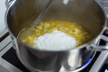 Chef Preparing Colorful Vegan Salad Bowl and Olive Oil Drizzle Photography - Action Shot, Healthy Cooking - Professional Kitchen, Vegan, Sustainable Ingredients