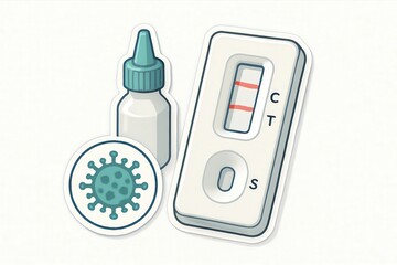 Digital visualization of a health testing kit featuring a test strip and vial representative of contemporary diagnostics emphasizing the significance of rapid testing in health awareness