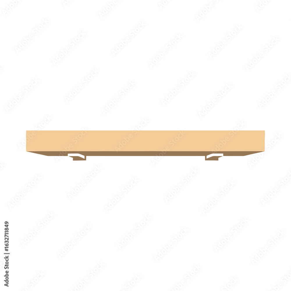 Poster a simple wooden shelf with two small brackets.
