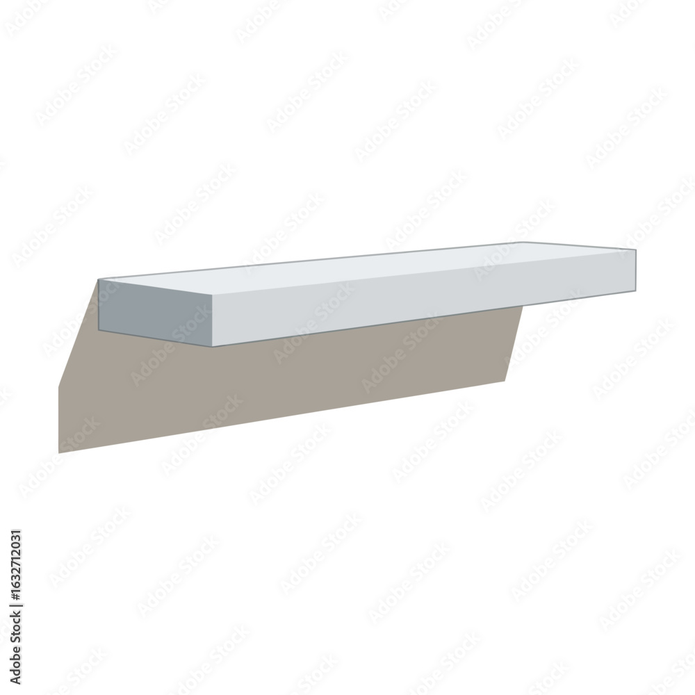 Poster a gray rectangular shelf is shown with a shadow underneath it.