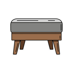 Upholstered ottoman with wooden legs furniture seating home decor interior design.