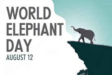 World Elephant Day - August 12 - Elephant Silhouette on a Cliff Edge Concept
Genrative Ai.
