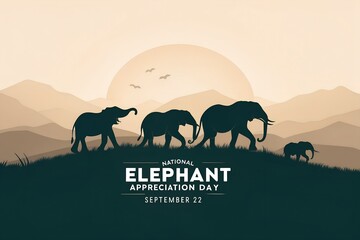 National Elephant Appreciation Day - September 22 - Elephant Herd Silhouette at Sunset
Genrative Ai.
