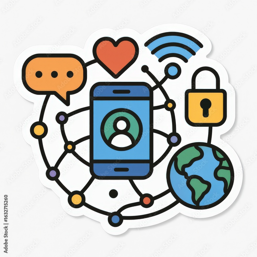 Poster exploring digital connectivity through smartphone networks representing communication sustainability