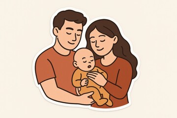 Obraz premium Cherishing tender moments between loving parents as they cradle their peaceful baby exuding warmth and connection in an emotional family portrait that encapsulates love and bonding
