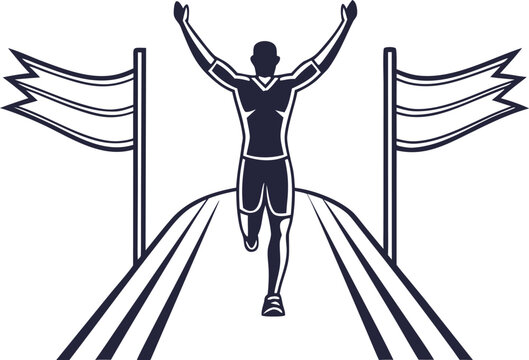 victory pose athlete finishing race silhouette