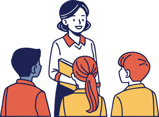 woman instructor teaching group of kids