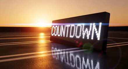 Digital Countdown Timer Against Sunrise Promises New Beginnings And Excitement