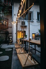 Garden photo restaurant light bulbs romantic nature energy