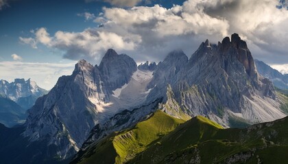 Obraz premium a mountain range with a cloudy sky