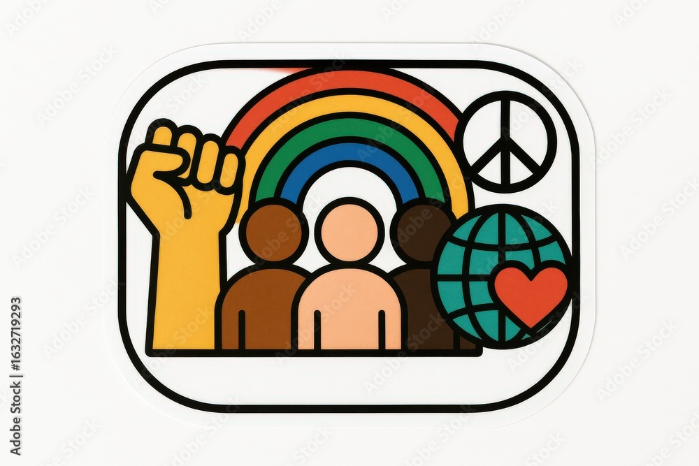 Poster embracing diversity and unity a colorful representation of global harmony featuring raised fists rep