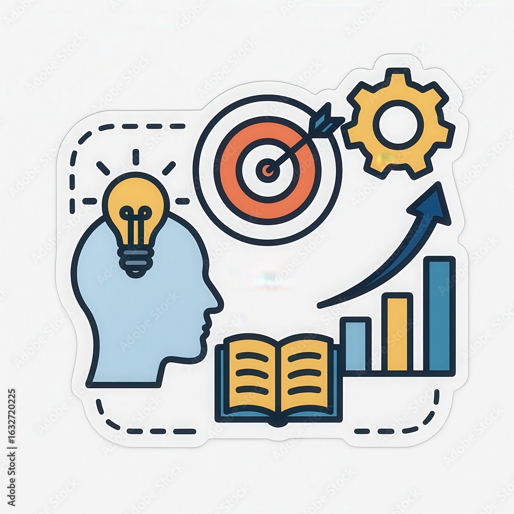 Poster visual representation of innovative learning concepts featuring a light bulb symbolizing creativity 