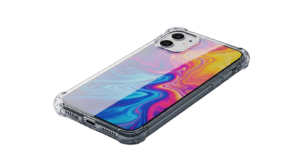 Colorful smartphone case on a white background showcasing design