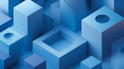 Abstract Blue Geometric Composition
