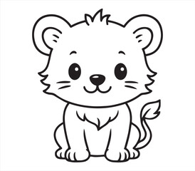 Fototapeta premium Cute Cartoon Mouse Line Art | Black and White Baby Animal Vector Illustration for Kids