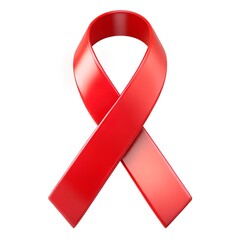 Red awareness ribbon symbol of hope and support for various causes and health campaigns, isolated on white background