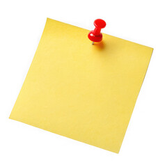 Yellow sticky note pinned isolated on transparent background