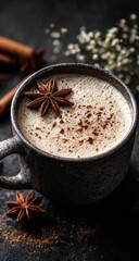 Aromatic spiced latte in mug