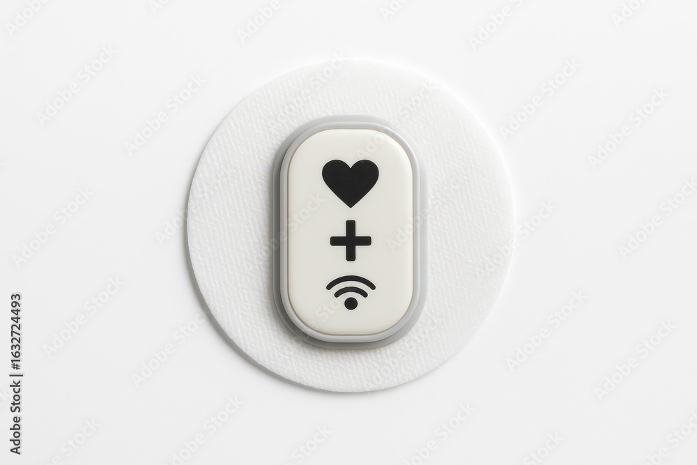 Aufkleber innovative digital interface button showcasing a heart symbol along with a sync icon representing co