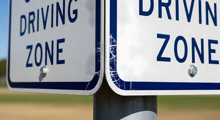 Driving Zone Signage Indicating Area For Learning Driver And Improve Skills