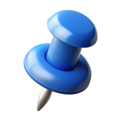 Blue Push Pin 3D Icon – Office Stationery Thumbtack Illustration

