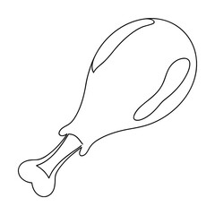 Single line drawing chicken drumstick food meat