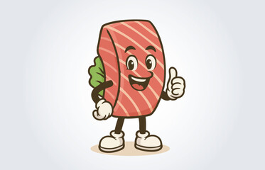 Japanese Sashimi Mascot Cartoon Character Logo Template