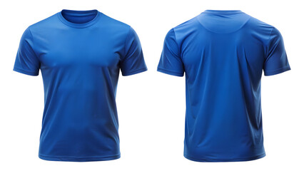 Blue T-Shirt Round Neck Front and Back View Template

