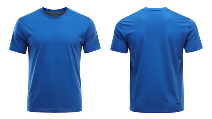 Blue T-Shirt Round Neck Front and Back View Template

