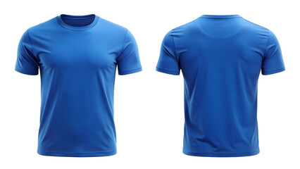 Blue T-Shirt Round Neck Front and Back View Template

