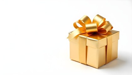 Gold ribbon isolated on white background, shiny curly christmas decoration, Gifts, golden xmas presents concept.