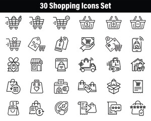 Comprehensive set of shopping icons, perfect for digital retail apps and websites