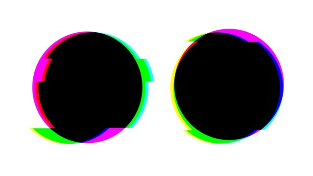 Glitch neon circles in green, pink, blue. Retro 80s, Y2K aesthetic, digital distortion, vibrant colors. Posters, flyers, digital art, modern 90s, 2000s, Y2K creative banner, social media graphics.