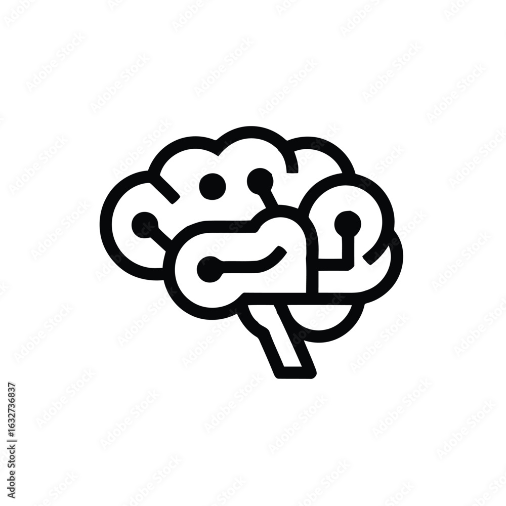 Poster artificial intelligence brain network neural connection concept digital mind and machine learning te