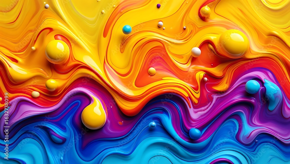 Poster vibrant abstract background with swirling waves of colorful paint creating a mesmerizing and artisti