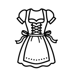 Traditional dirndl design in black and white illustrates a traditional Bavarian dress. Image effects use a dirndl, embodying traditional clothing and cultural heritage.