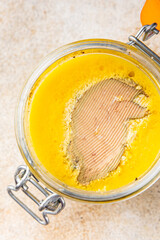 Foie gras goose liver appetizer delicacy fresh delicious gourmet food background on the table...