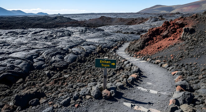 Eniken Traim Geological Pathway With Hardened Lava Flows Scenic Journey