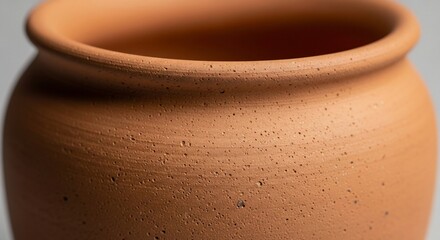 Close-up macro shot of a textured terracotta pot with a smooth rim