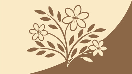 Elegant floral illustration with decorative flowers and leaves in beige and brown tones