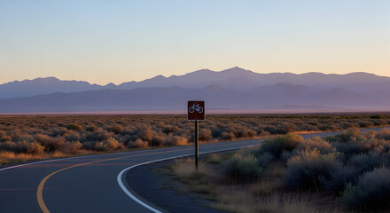 Early Morning Scenic Route for Bicyclists in Mountain Landscape