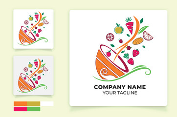 fruit logo for healthy food eating organic with fresh produce nutritious wellness and diet