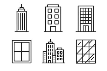 Obraz premium Collection of minimalist building and window line icons