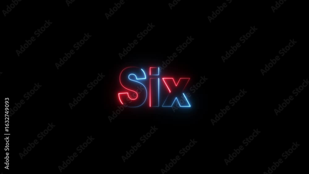 Poster neon one-ten countdown animation against black background dynamic glowing number four digitally anim