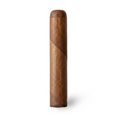 single premium hand rolled cigar isolated on pure white background for packaging and advertising use